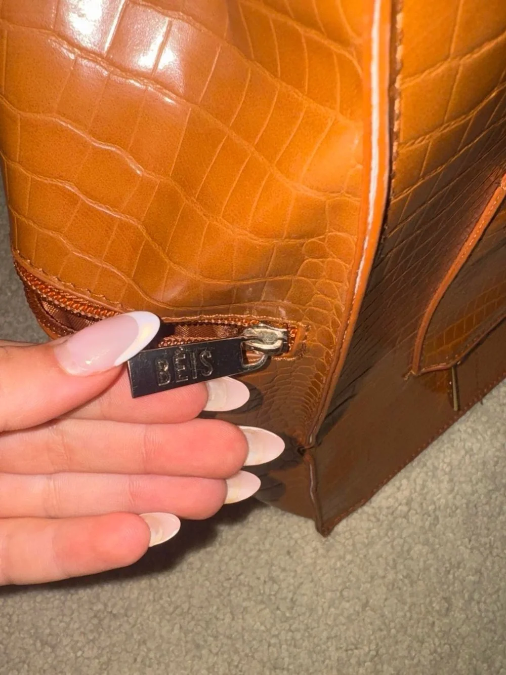 BEIS Croc-Embossed Laptop Tote
